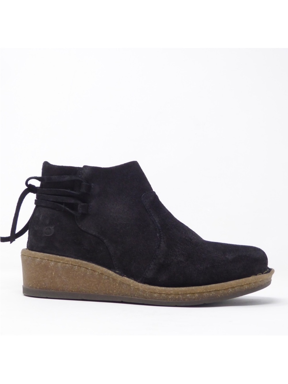 Born Viana Black Distressed Wedge Suede Boots New!